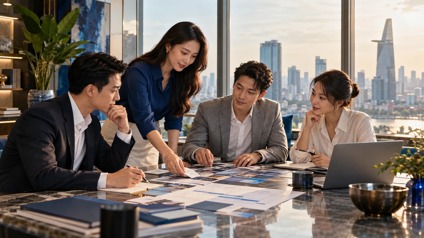 Business owners planning with a strategist in a Ho Chi Minh City office