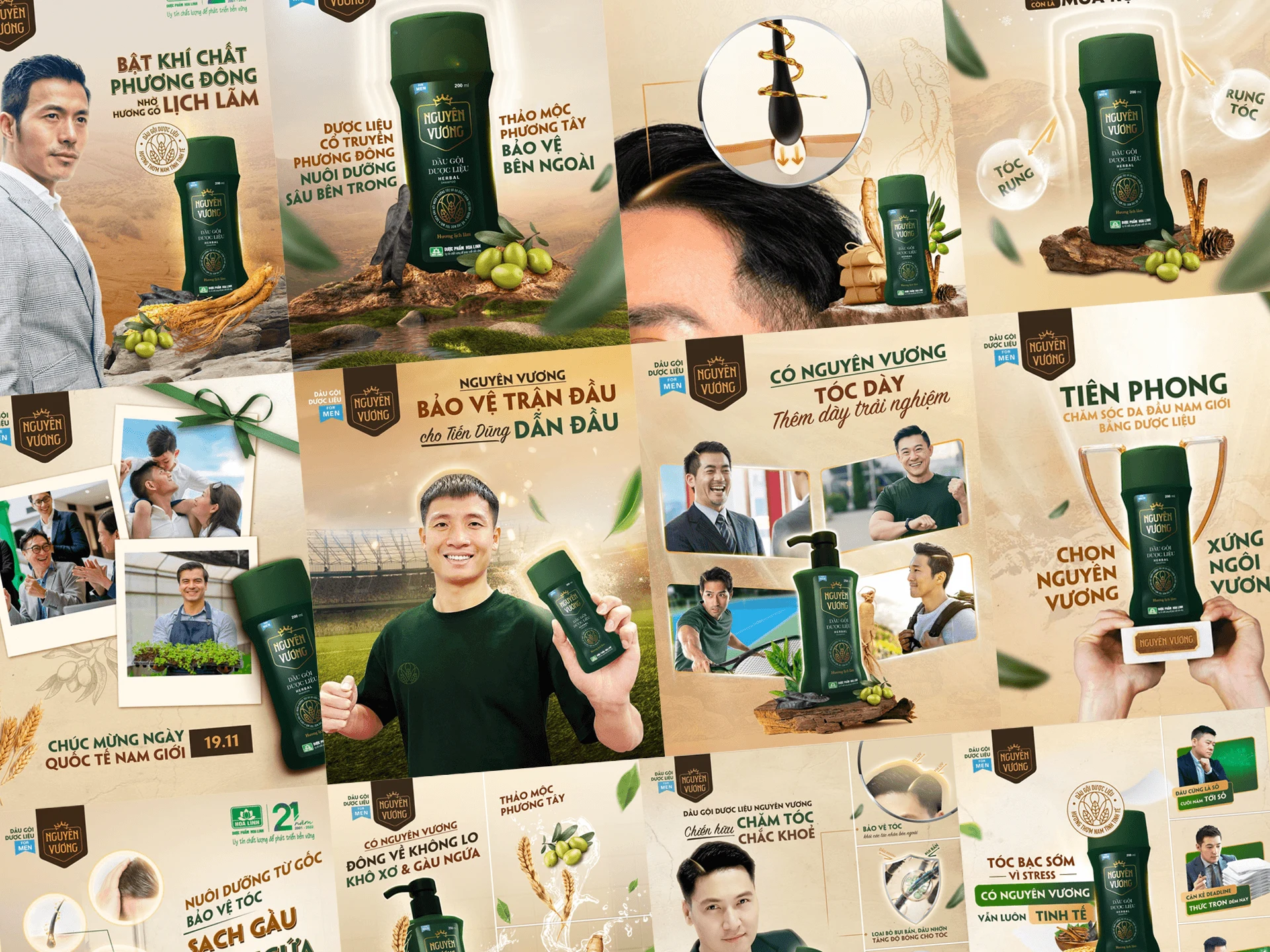 Nguyên Vương product and masculine lifestyle campaign assets