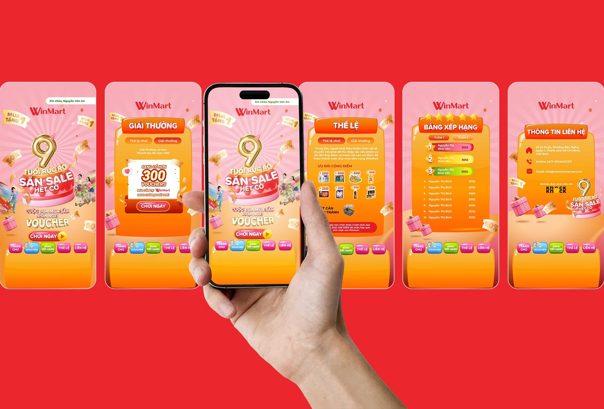 WinMart Shopping Race participation and reward screens